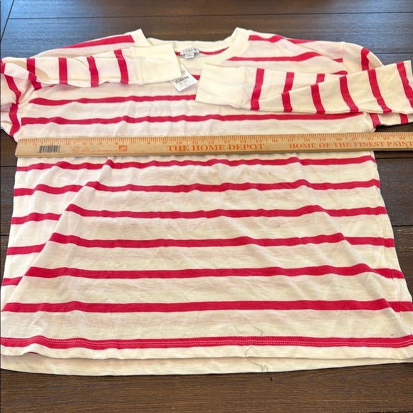 J. Crew Factory Long Sleeve Tee with Pink and White Stripes - Picture 7 of 9